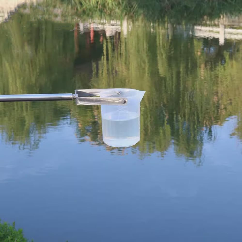Échantillonneur D'eau Télescopique En Acier Inoxydable - Longueur Réglable 1,17 à 4 M, Becher 1000 Ml Gradué - Pour Prélèvements Eau, Lacs, Piscines