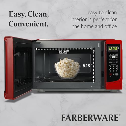 Farberware 0.7 Cu. Ft. Countertop Microwave Oven – 700 Watts Power, Auto Cook Settings, Defrost, Easy Clean and Child Safety Lock - Red - image 5