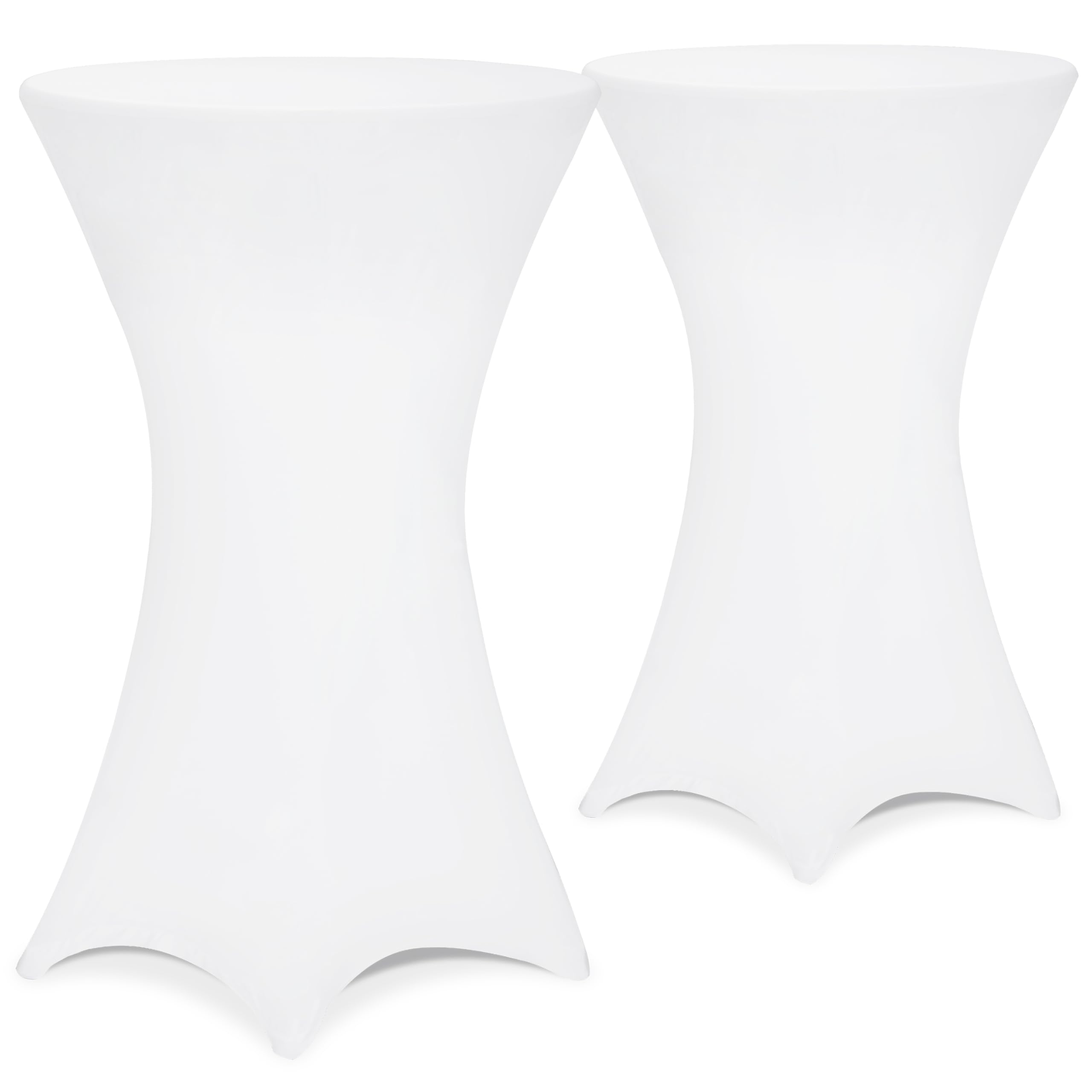 Detex® Set of 2 Bar Table Stretch Slip Covers for 60-65cm Diameter Bistro Tables | 120cm Height | 30°C Washable Easy Care Fabric | Ideal for Weddings, Parties, Events | White