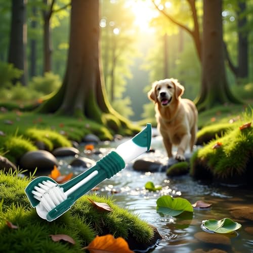 Image of BWESOO Green Dog Toothbrush, Triple Headed Toothbrush Dog for Pet