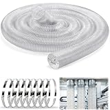 6 Inches 30 FT PVC Dust Collection Hose, Flexible Puncture Resistant Hose with 8 Stainless Steel Clamps, Clear Vacuum Hose for Industrial and Home Use