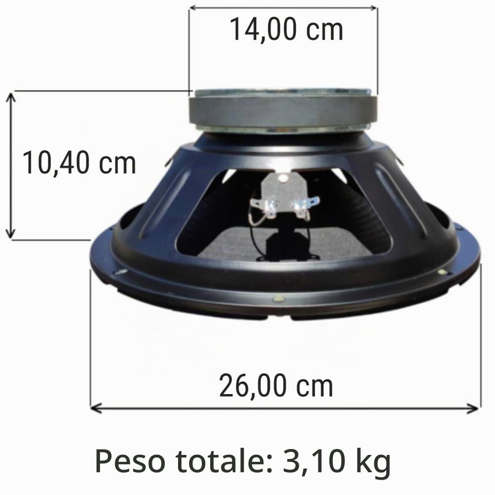 1 WOOFER MASTER AUDIO PA10/4 altoparlante diffusore da 25,00 cm 250 mm 10" da 300 watt rms e 600 watt max con impedenza 4 ohm per casa feste discoteca sensibilità 93 db, 1 pezzo