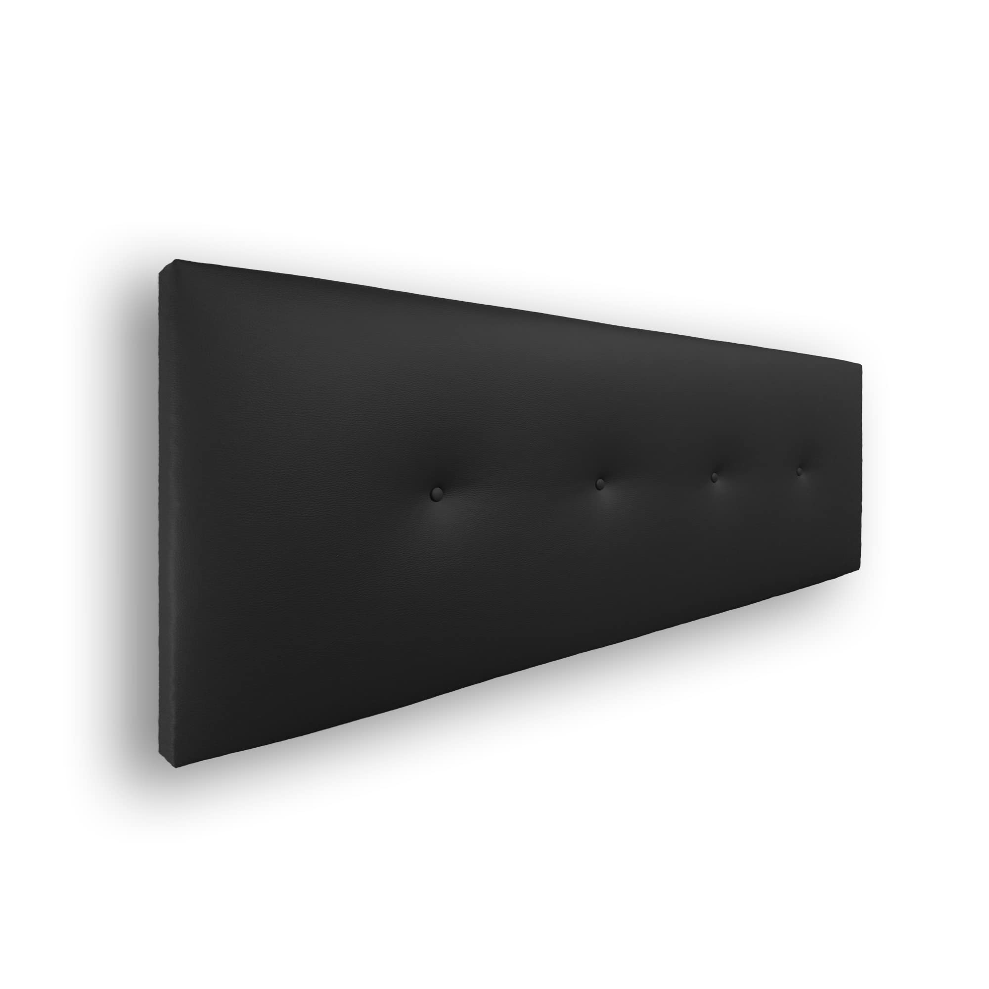 Silcar Home - Cabecero Silvi Tapizado, Estructura Madera, Hilera Botones Estilo Moderno - Fácil Instalación, Acolchado Confort - 135 cm, Polipiel Negro