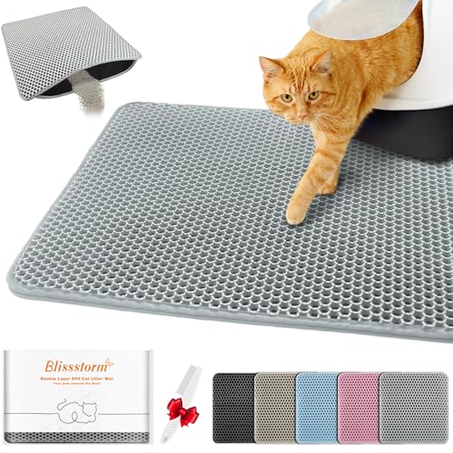 Waterproof Cat Litter Mat, Double Layer EVA, Odor-Free Large Grid, Urine Proof, Easy Cleanup (Gray, 16 x 20) - image 8