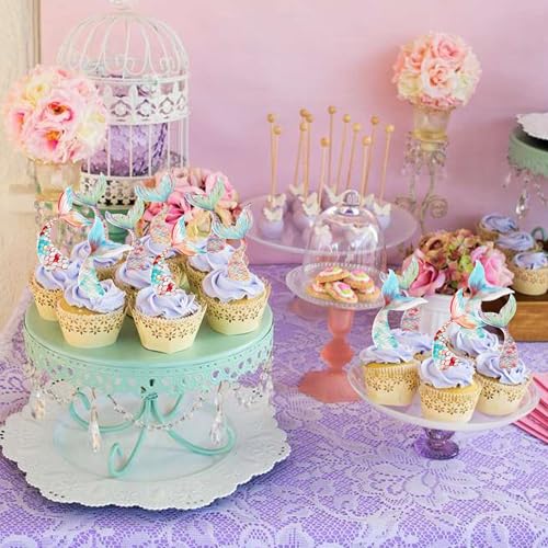 Blumomon 40 Stück Meerjungfrau Cupcake Topper Essbare Geburtstagstorte Topper Unter dem Meer Party Supplies Kuchen Dekoration Ocean Party