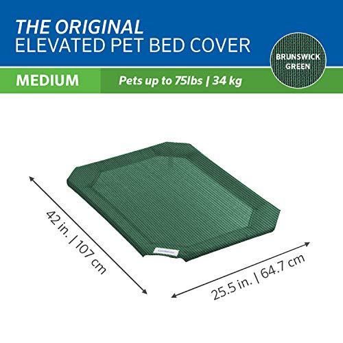 Image of Coolaroo Replacement Pet Bed Cover, Cooling, Washable, Indoor or Outdoor Dog Bed or Cat Bed, Medium (M), Brusnwick Green