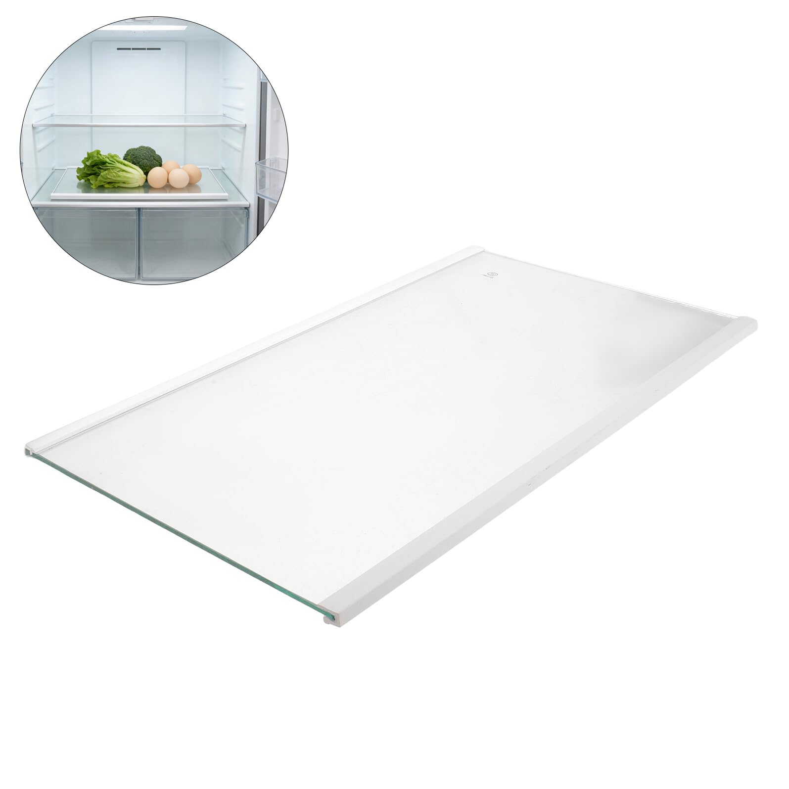 TEHAUX Ripiano in Vetro Temperato 40x24,4 Cm per Frigorifero Frontale Doppio Bordo, Mensola di Ricambio Trasparente per Organizzazione e Ottimizzazione Spazio Frigorifero, Accessorio