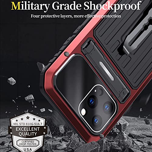 Coque iPhone 13 Pro rouge de qualité militaire robuste avec béquille premium - 2