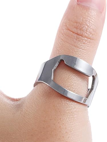 Miniatura 5 de Paquete de 5 anillos de apertura de cerveza de acero inoxidable para abrebotellas de cerveza, anillo de dedo, herramienta de barra de sacacorchos