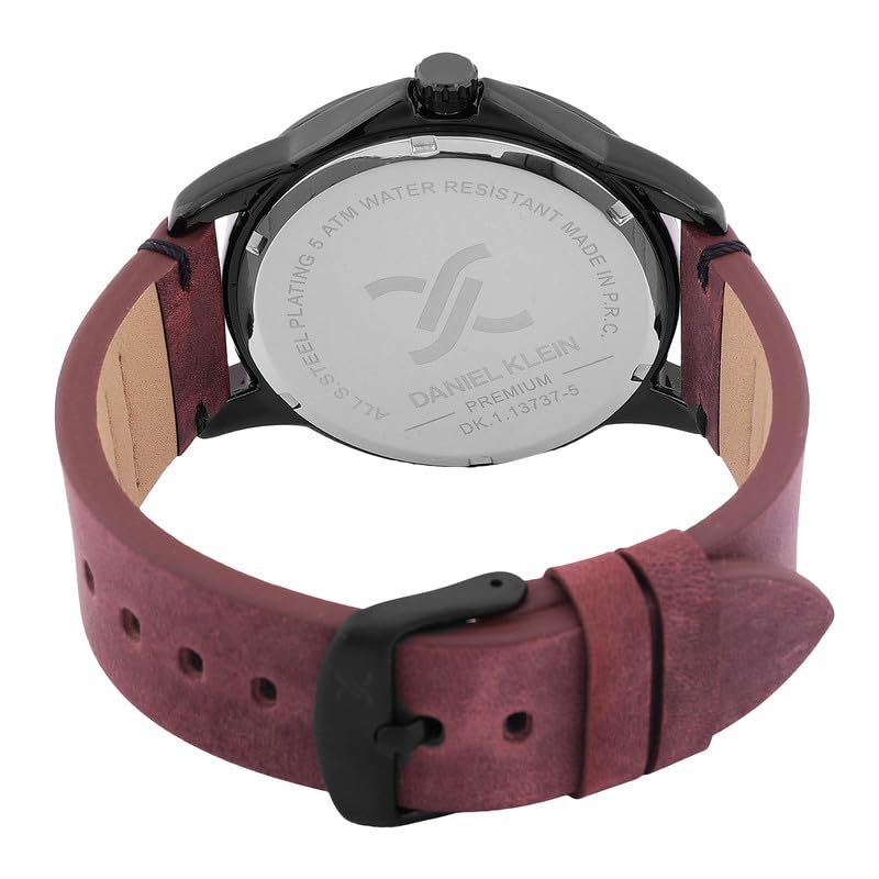 Image of Daniel Klein Leather Black Dial Premium Men's Analog Watch - DK.1.13737-5