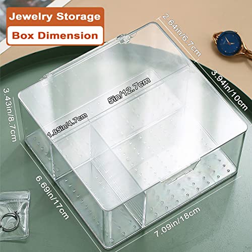 Jewelry Organizers for Women, Clear Acrylic Drawer Organizer Box with 10 Large Bags for Bracelet, 30 Middle Bags for Necklace, 20 Small Bags for Ring, Earring Storage Box