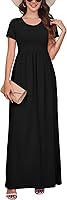 DEARCASE Women's Short Sleeve Maxi Dress with Pockets - Casual Summer Loose Comfy Floor Length A-Line Sundress