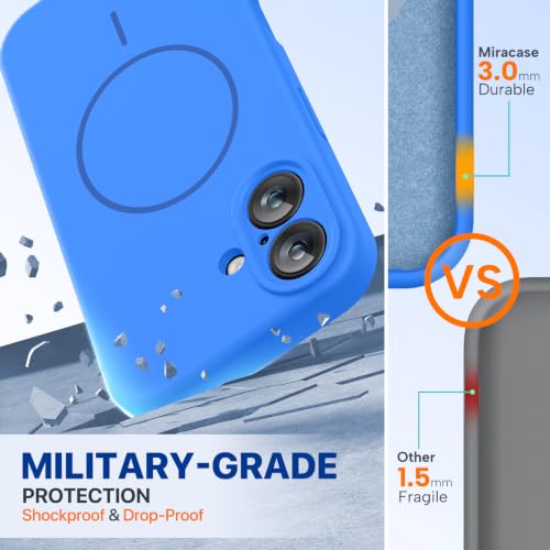 Image of miracase Compatible with iPhone 16 Case, [Soft Anti-Scratch Microfiber Lining], Compatible with MagSafe, Liquid Silicone Case Shockproof Drop Protection Phone Case for 16,Mediterranean Blue