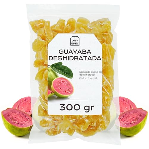 Guayaba Deshidratada con Azucar 300 gr - Guayaba Seca en Dados - Fruta Deshidratada - Ideal para Reposteria y Snacks - Sin Gluten (300 gr, Guayaba)