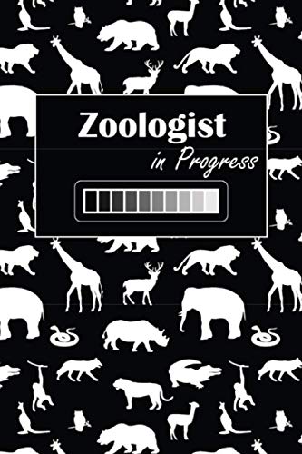 Zoologist in Progress: gifts for future zoologists, wild animal vector background, lined journal, blank notebook, 6"x 9", 110 pages for writing notes,