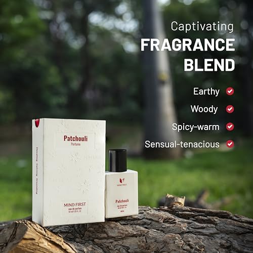Image of Mind First Patchouli Perfume 50 ml made with Essential Oils | Natural Perfum without chemical I Sensual Luxury Eau De Parfum | Stress relief & Alertness Booster Fragrance | A Sensory Treat Long-Lasting Perfume for Man & Women I Best Gifts for Woman , Man , Girls