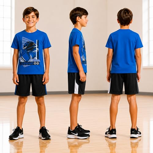 Image of Pro Athlete Active Boys Short Sets - 3 Piece Performance Short Sleeve T-Shirt and Dry Fit Shorts - Boys Athletic Sets (8-16)