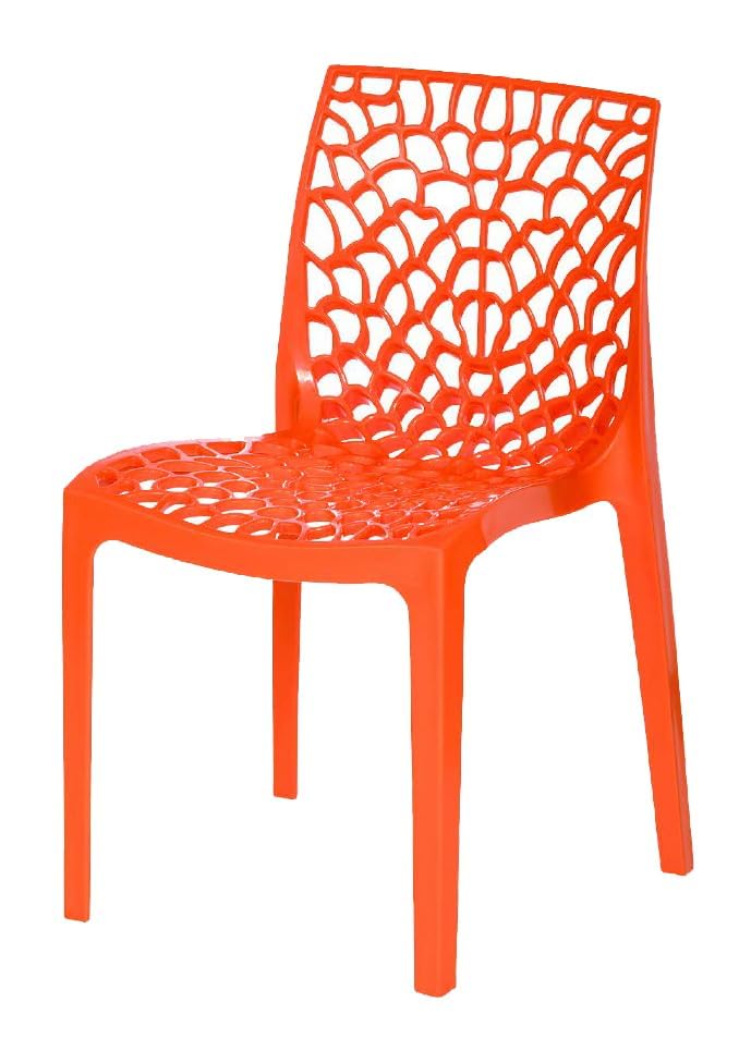 Image of activa Web Designer Plastic Chair for Home, Office and Restaurant and Cafe|Armless Chair for Dining Room| Heavy Duty Outdoor Plastic Chair | Designer Balcony Chair (Orange, Set of 1)