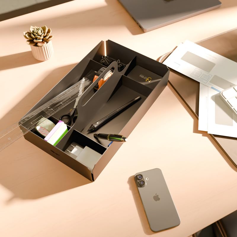 aline7 Multi-Purpose Desk Kit Organizer Metal - Cosmetic, Vanity, Office, Stationery Holder, Grooming Tools Storage Box, Countertop Organizer for Office, Home, Bathroom_Black 1