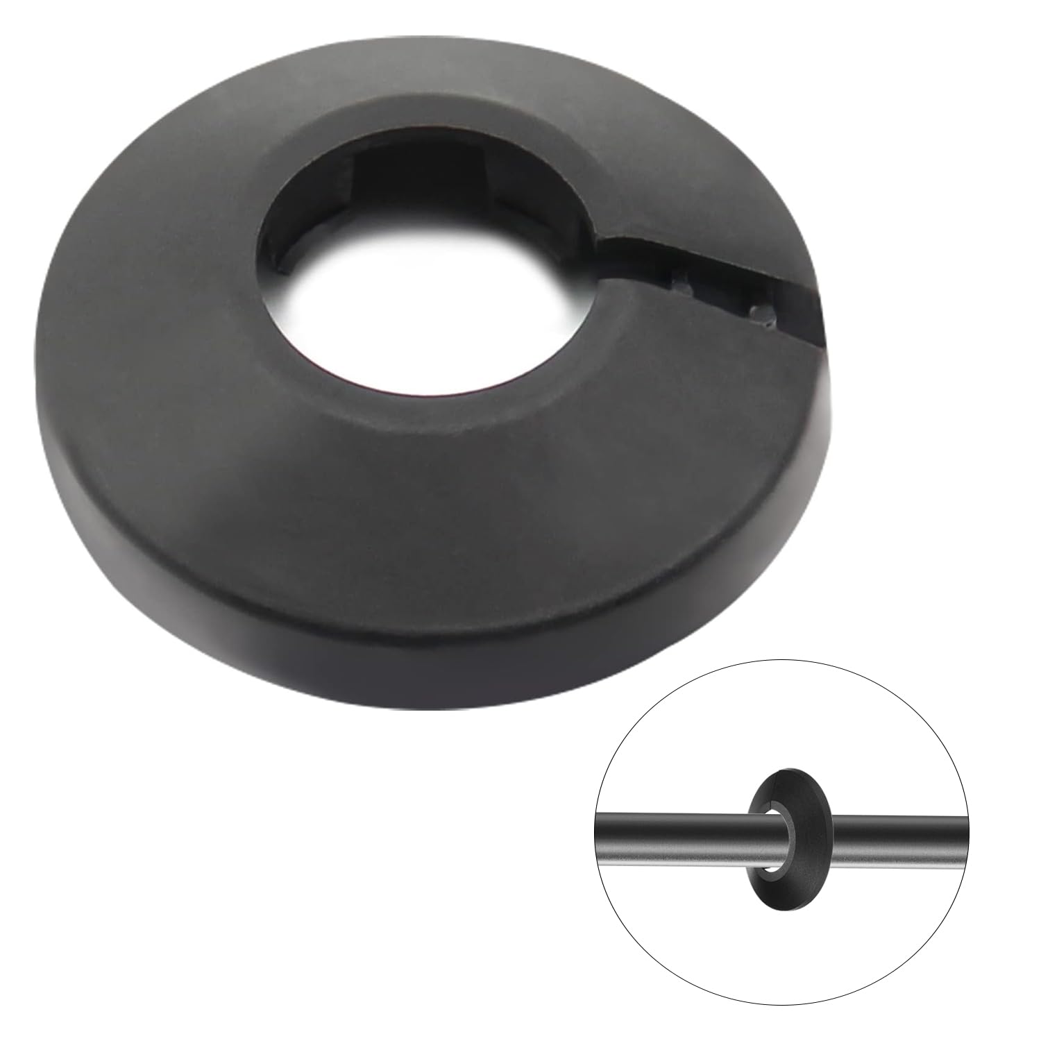 MroMax Fit 0.79" Outer Diameter Flange Water Pipe Cover Decoration Black Pipe Cover Radiator PP Plastic 20mm Escutcheon Collar for Wall Pipe Tube Decoration 1Pc
