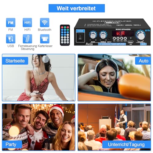 Image of AK35 Mini Bluetooth 5.0 Stereo Digital Amplifier 300 W HiFi Power Amplifier with Bass, Treble Tuner for Home Speaker