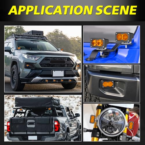 Image of Amber LED Pods, AKD Part 3 Inch Flood CREE LED Fog Lights 40W Small Amber Chase Lights Off Road Driving Ditch Lights Pods 2 Packs for Truck Pickup Motorcycle SUV UTV ATV Dirt Bike Surron