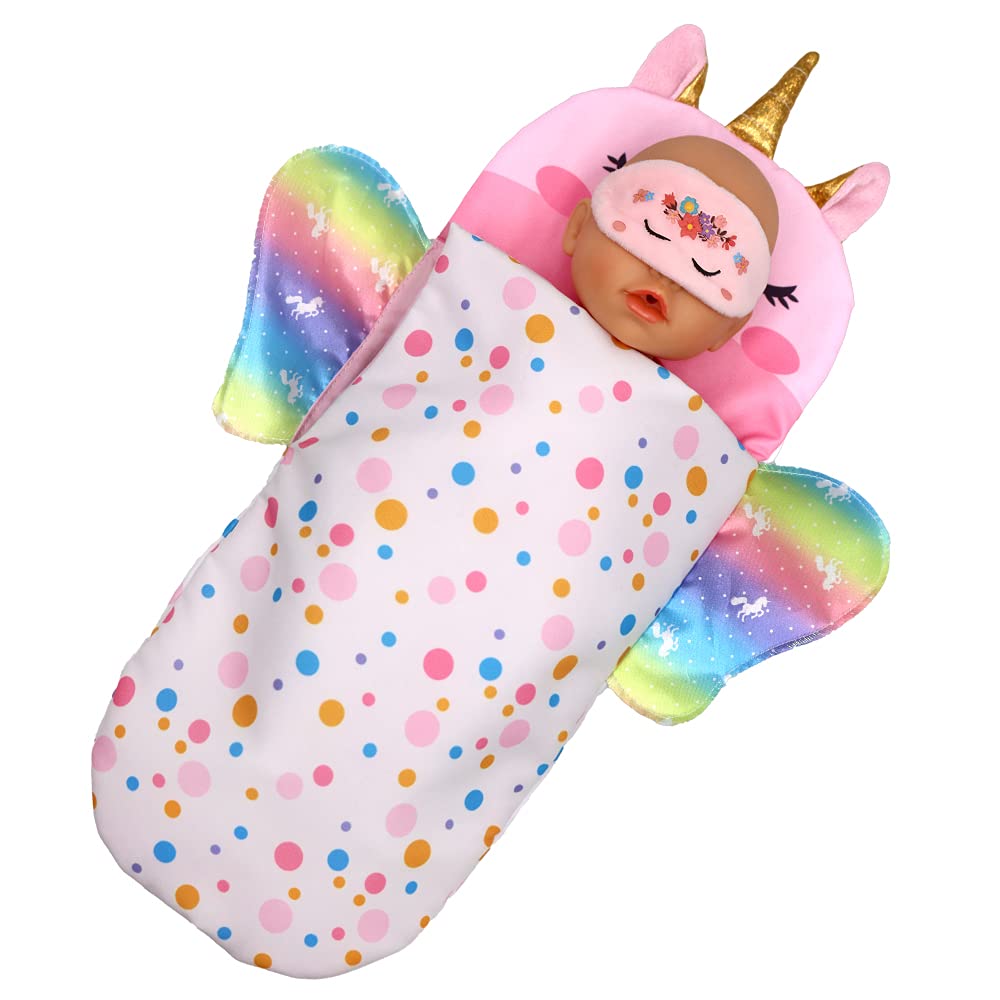 ZWOOS Saco de Dormir para Muñecas con Antifaz para Muñecas, Accesorios Suaves para Muñecas de 25-38 cm