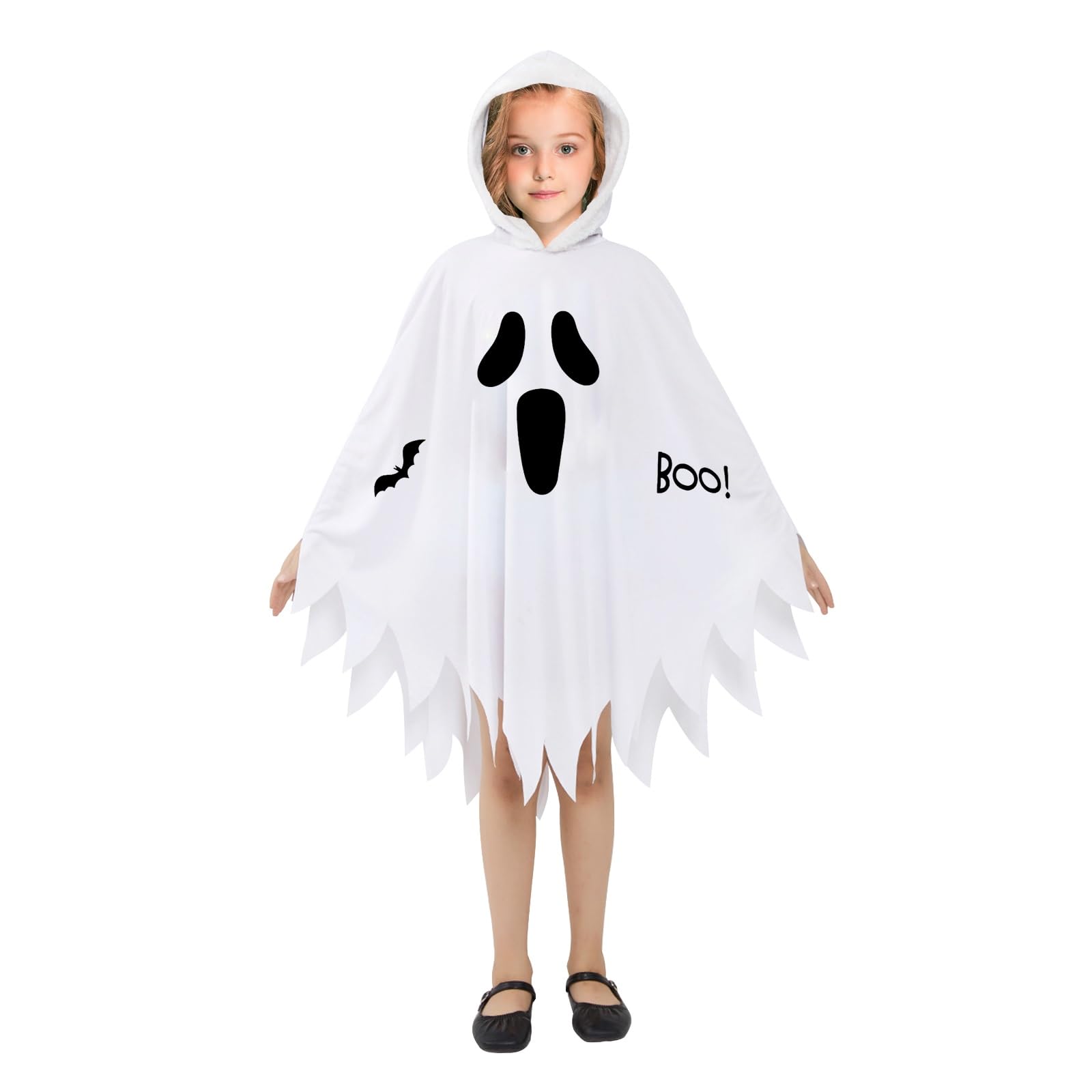 NebulaGlam Ghost Costume for Kids Halloween Ghost Costume for Kids Halloween Costume Kids for Cosplay (White)