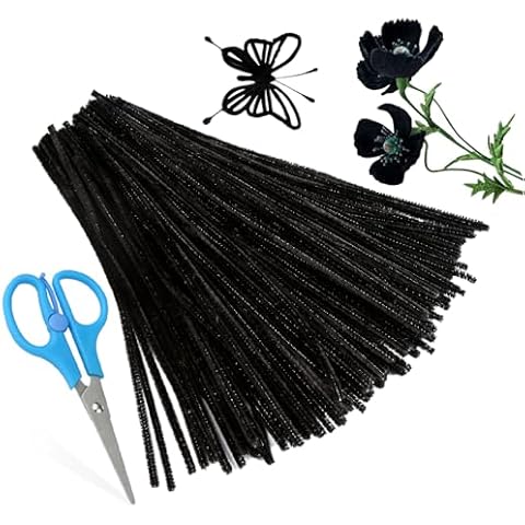 Zxiixz 100Pcs Pipe Cleaners, Pipe Cleaners Craft, Chenille Stems Creative Craft Pipe Cleaners for Festivals Decorations, Crafting Pipe Cleaners, Craft Supplies for Home DIY Handcraft Arts/Black Cover