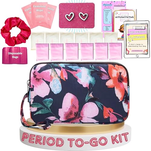 Mark and Lola’s First Period Pal Pack Gift Box | First Period Kit for Tweens & Teens | Pads, Panty Liners, Confidence-Boosting Essentials, First Period Gift Box & Discreet Bag (Hearts)