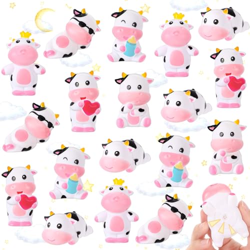 Jenaai 24 Pcs Cute Rubber Cows Bulk Squeak Floating Cow for Kids Bath Toys Rubber Animals Swimming Shower Bathtub Toy Favors for Party Baby Shower Pool Car Dashboard Decor Carnival Gift