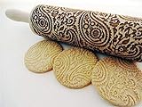  Nudelholz PAISLEY für hausgemachtes Gebäck. Teigrolle mit Blumen. Gravierte Nudelholz. Gravierte Teigroller mit Muster. Engraved rolling pin
