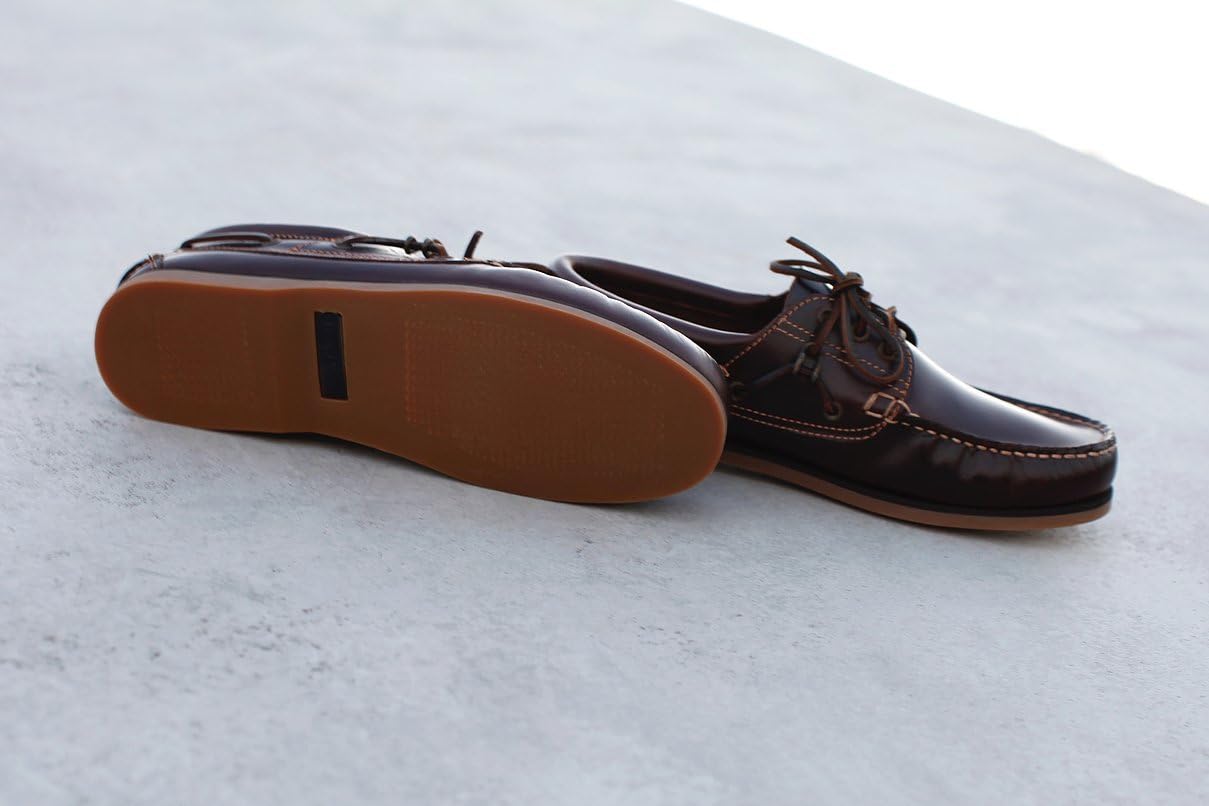 Comfort Segelschuh – Mokassin Bootschuh aus salzwasserresistentem Pull-Up Cyclon Leder, 3-Loch-Schnürung mit 360° Lederban & gepolsterter Einstieg