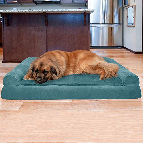 Image of Furhaven Orthopedic Dog Bed for Large Dogs w / Removable Bolsters & Washable Cover, For Dogs Up to 125 lbs - Plush & Suede Sofa - Deep Pool, Jumbo Plus /XXL