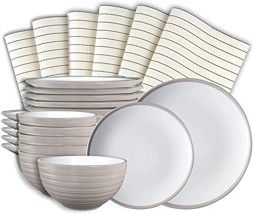 SQMGFA Juego de vajilla de Cocina de Porcelana, vajilla de cerámica, Juego de vajilla para 24 Piezas, Juego de vajilla de 24 Piezas, Juego de vajilla de Porcelana Blanca Duradera, Platos para