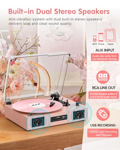 image for DANFI AUDIO DF Vinyl Record Player Vintage Wireless Bluetooth Record P