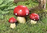 Terracotta in witzigem Design 3er Set Fliegenpilze aus Terracotta, Gartendeko, Dekopilze