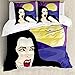 ABAKUHAUS Víspera de Todos los Santos Ensemble de Housse de Couette, Chica Vampiro en el Cementerio, 3 Piezas con 2 Fundas de Almohada, 200 x 200 cm - 80 x 80 cm, Púrpura Lavanda y Gris Oscuro