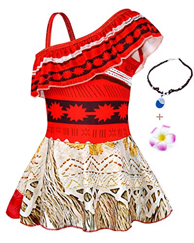 Jurebecia Little Girls One-Piece Swimwear Bathing Suit Kids Adventure Outfit Swimsuits Red Size 4T