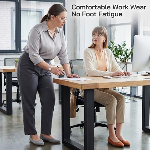 Image of Women Flats Non Slip Work Shoes Slip-On Pointed Toe Ballet Knit Softable Casual Business Flats Comfortable Dressy for Women