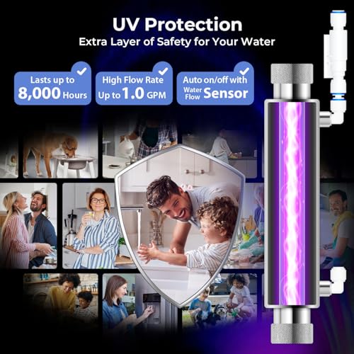 Image of iSpring RCC2AK-UV, Upgraded 200 GPD, UV pH+ Reverse Osmosis System, 7-Stage RO Water Filtration System with Alkaline and UV Filter, Patented Top-Mounted Faucet Design for Easy DIY Installation