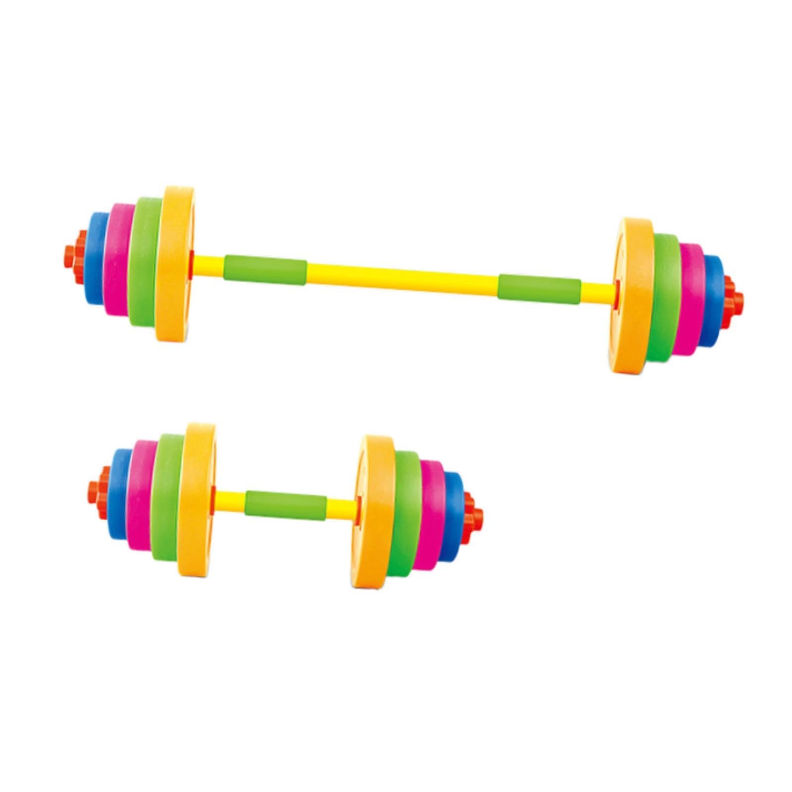perfeclan 2Pcs Adjustable Kids Dumbbell Set, Barbell Weight Set, Plastic Non-Slip Kids Dumbbells Set Children Barbell for Ages 4-7 Years Old Fitness Equipment Bodybuilding Exercise Toy,1 Long 1 Short