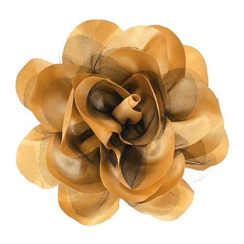 Image of M METERXITY Large Women's Brooches Lapel Pin, Lapel Pins Dainty Satin Fabric Big Camellia Flower Hair Clip Dancer Pin Up for Hats /Parties /Clothes