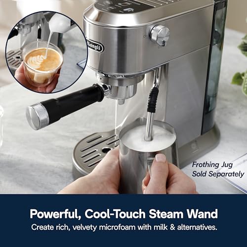 De'Longhi Dedica Duo Compact Espresso Machine - Cold Brew Coffee Maker with Milk Frother Wand- for Espresso, Hot & Iced Coffee, Cappuccinos, Lattes & Home Barista Brewing, Stainless Steel Finish - image 8