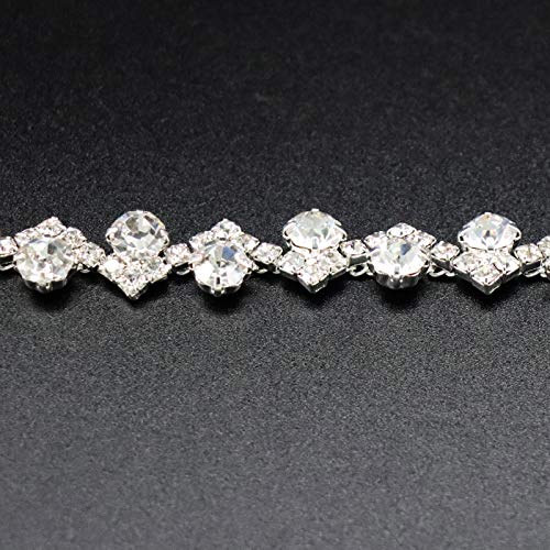 Jerler 1 Yard Rhinestone Trim, Crystal Rhinestone Chain Applique, Ideal For Diy Decoration And Wedding Clothing Embellishments, 0.4" Width #TOP2
