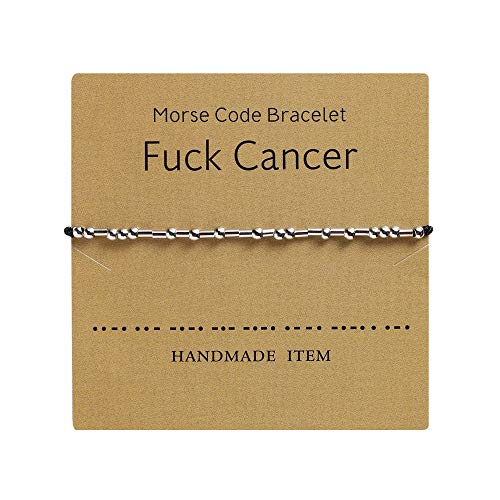 Detailed Fck Cancer Morse Code Bracelet Survivor Gift