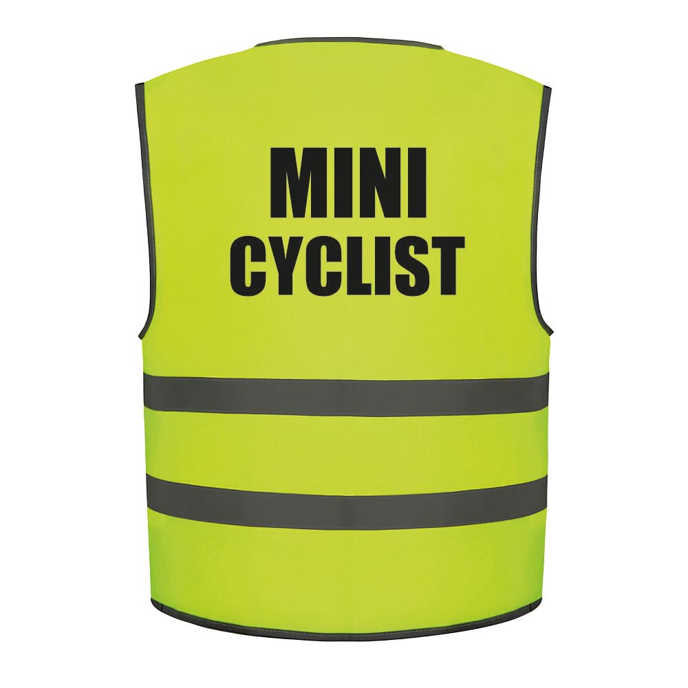 Brook Hi Vis Uk Yellow Brook Hi Vis Mini Cyclist Kids Hi Vis Vest Children's High Visibility Reflective Safety Waistcoat, Cycling Biking Bike, Add Child's Name To The Front, Personalised
