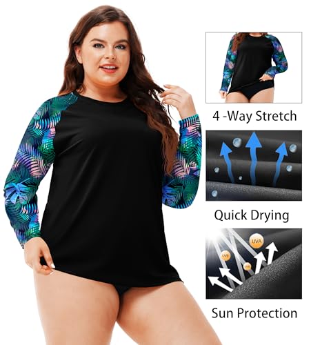 Deerose Women UPF 50 Rash Guard Long Sleeve Plus Size Swim Shirts3
