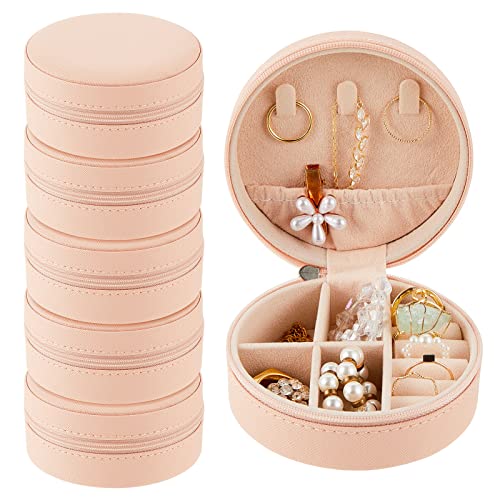6-Pcs-Travel-Jewelry-Case-Bridesmaid-Gift-Boxes-Jewelry-Travel-Organizer-Small-Round-Jewelry-Box-Mini-Storage-PU-Leather
