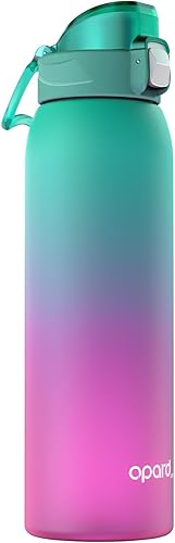 Miniatura 9 de Opard Botella de agua de plástico de 32 onzas apta para lavavajillas, tapa abatible a prueba de fugas, Tritan sin BPA, botella de agua deportiva